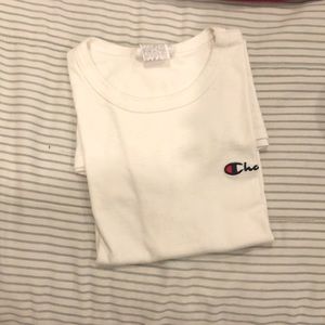 White Champion tee